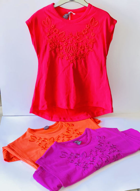 Picture of CIGIT2- COTTON SHORT SLEEVE GIRLS TOP WITH EMBROIDERY
